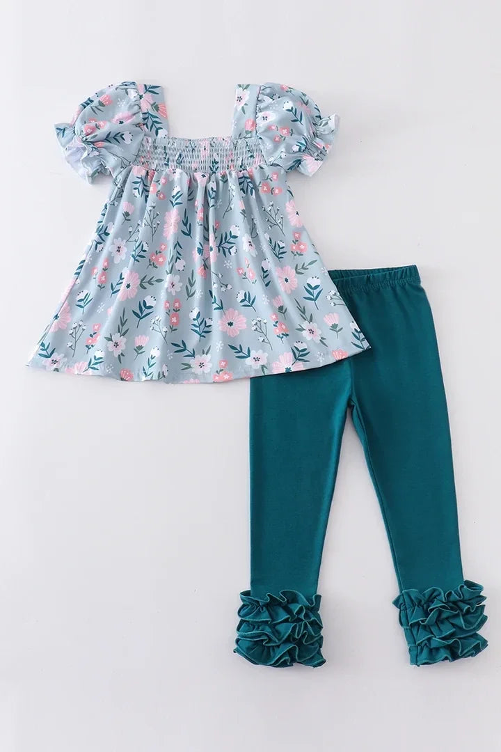 Turquoise Floral 2 Piece Set