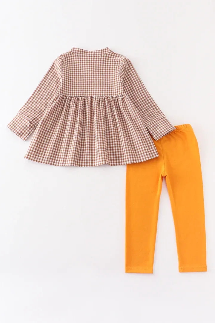 Brown Plaid Pumpkin 2 Piece Set
