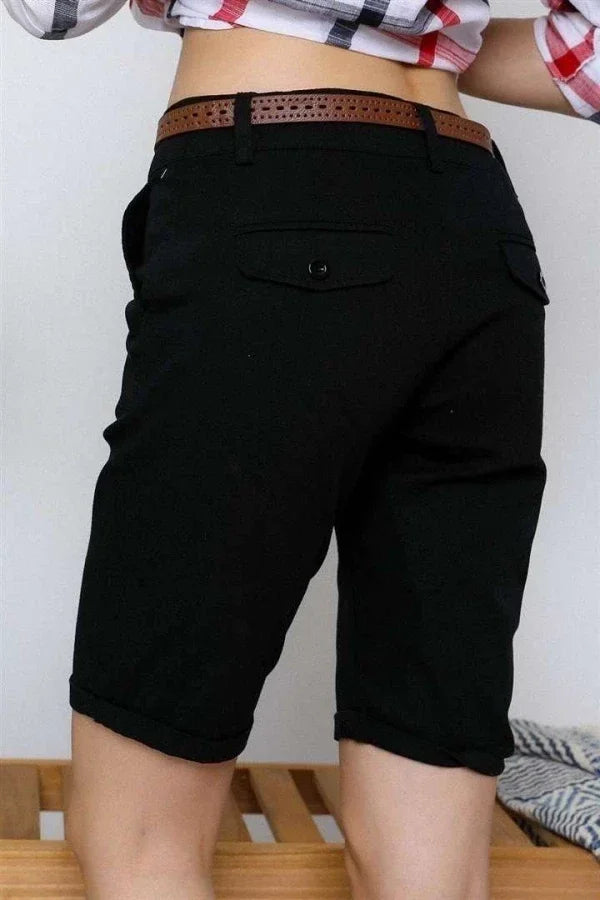 Black Bermuda Shorts with Belt