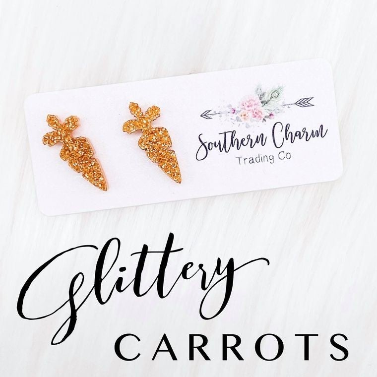 Glittery Carrot Studs