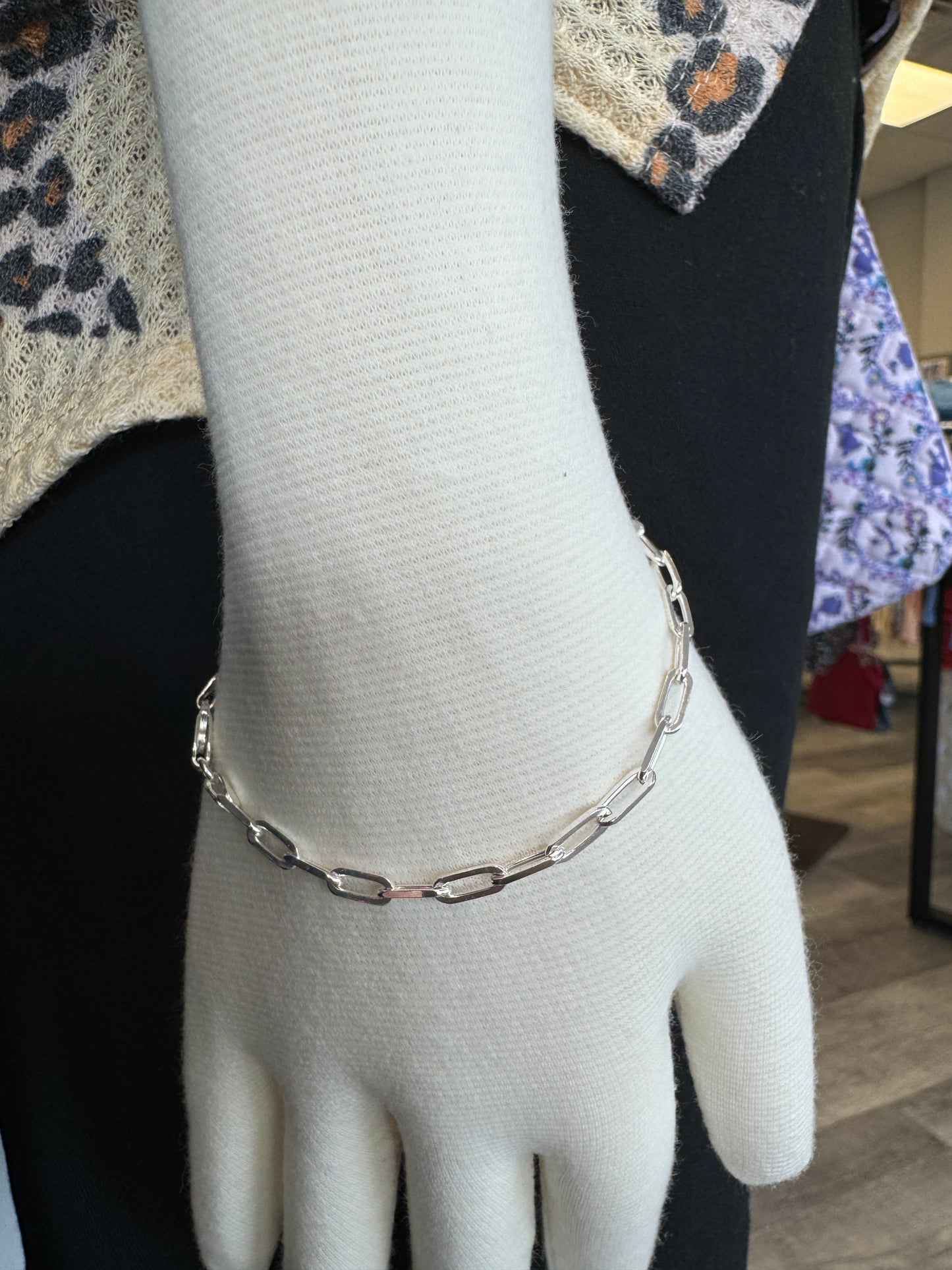 Classic Paperclip Chain Bracelet - 7.5 inches - Sterling Silver 925