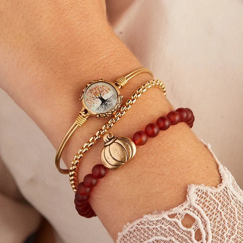 Luca + Danni Pumpkin Stretch Bracelet with Carnelian Beads