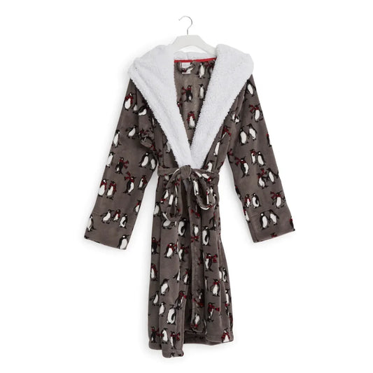 Cozy Life Robe - Penguins Galaxy Gray