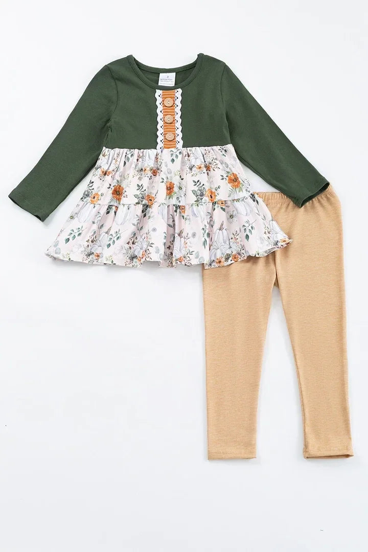 Forest Floral Ruffle 2 Piece Set